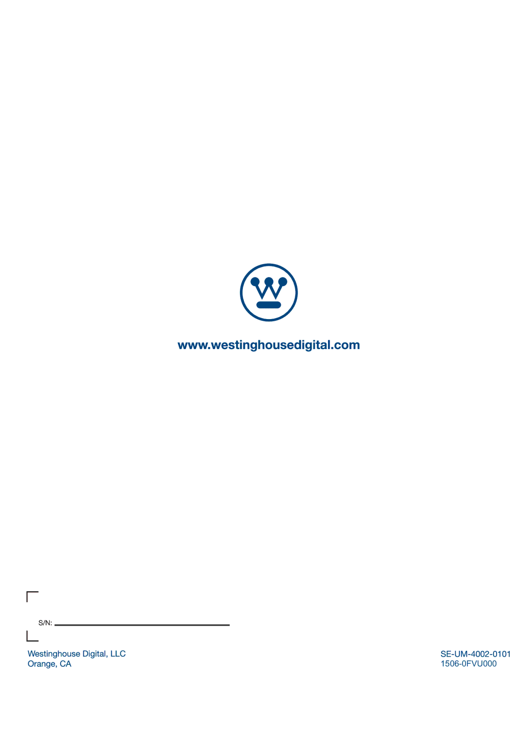 Westinghouse VR-4025 manual 1506-0FVU000 