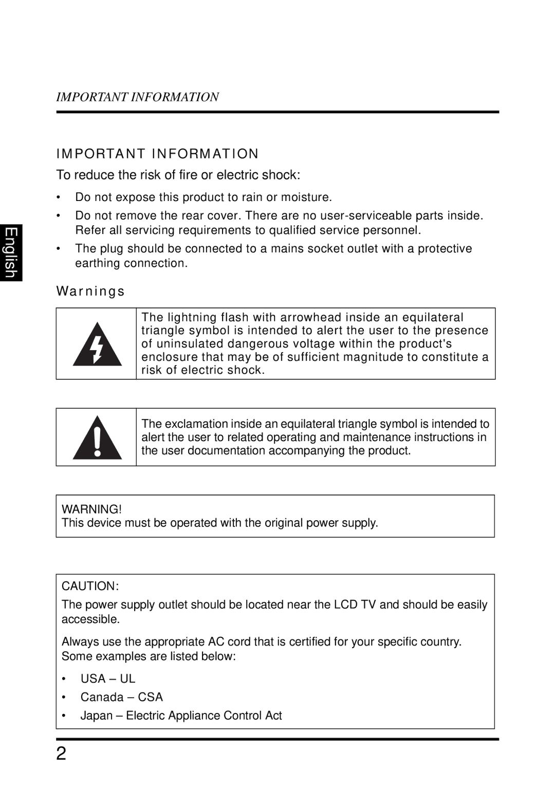 Westinghouse VR-4025 manual Important Information, To reduce the risk of fire or electric shock 