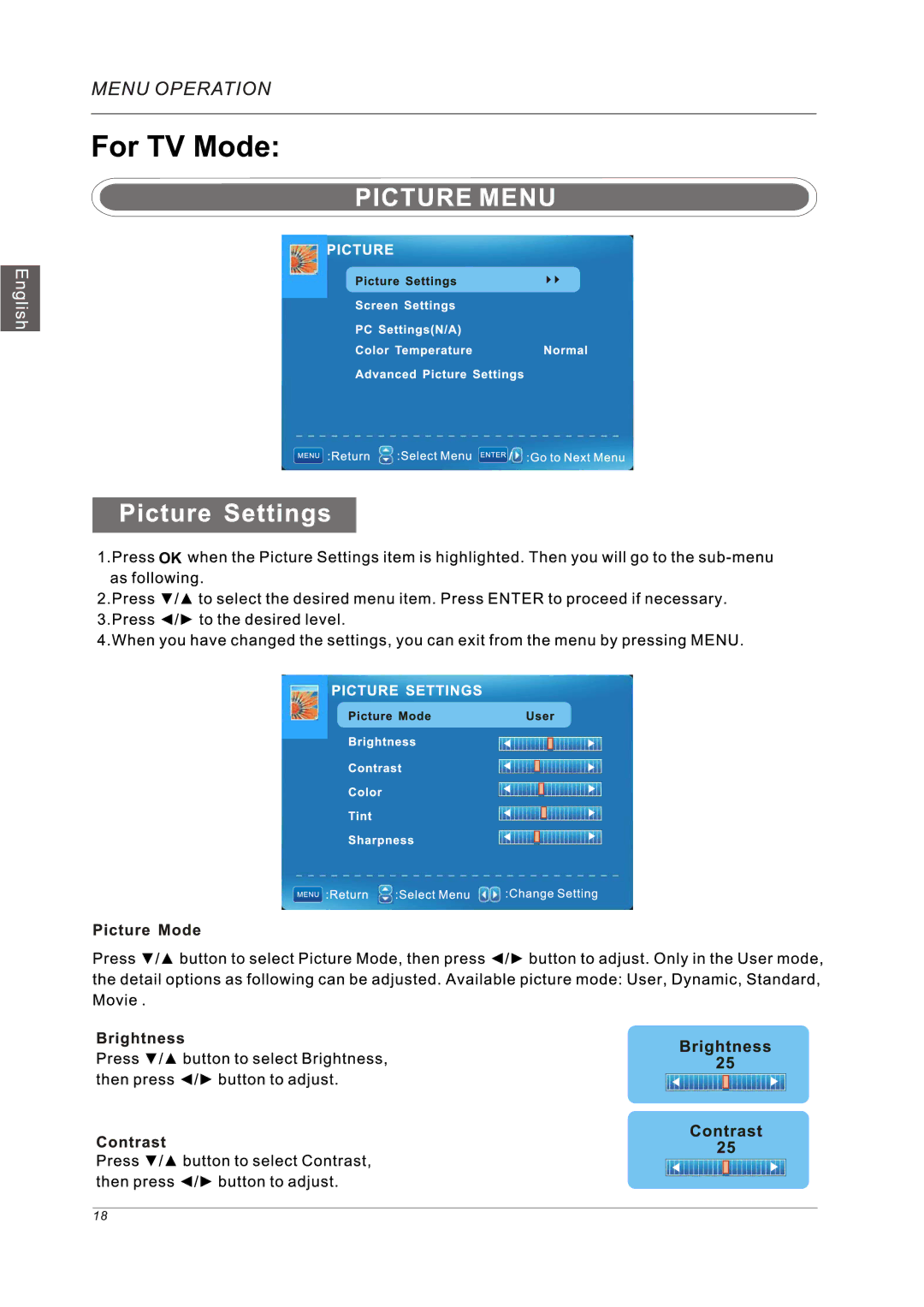 Westinghouse VR-5585DFZ user manual For TV Mode 