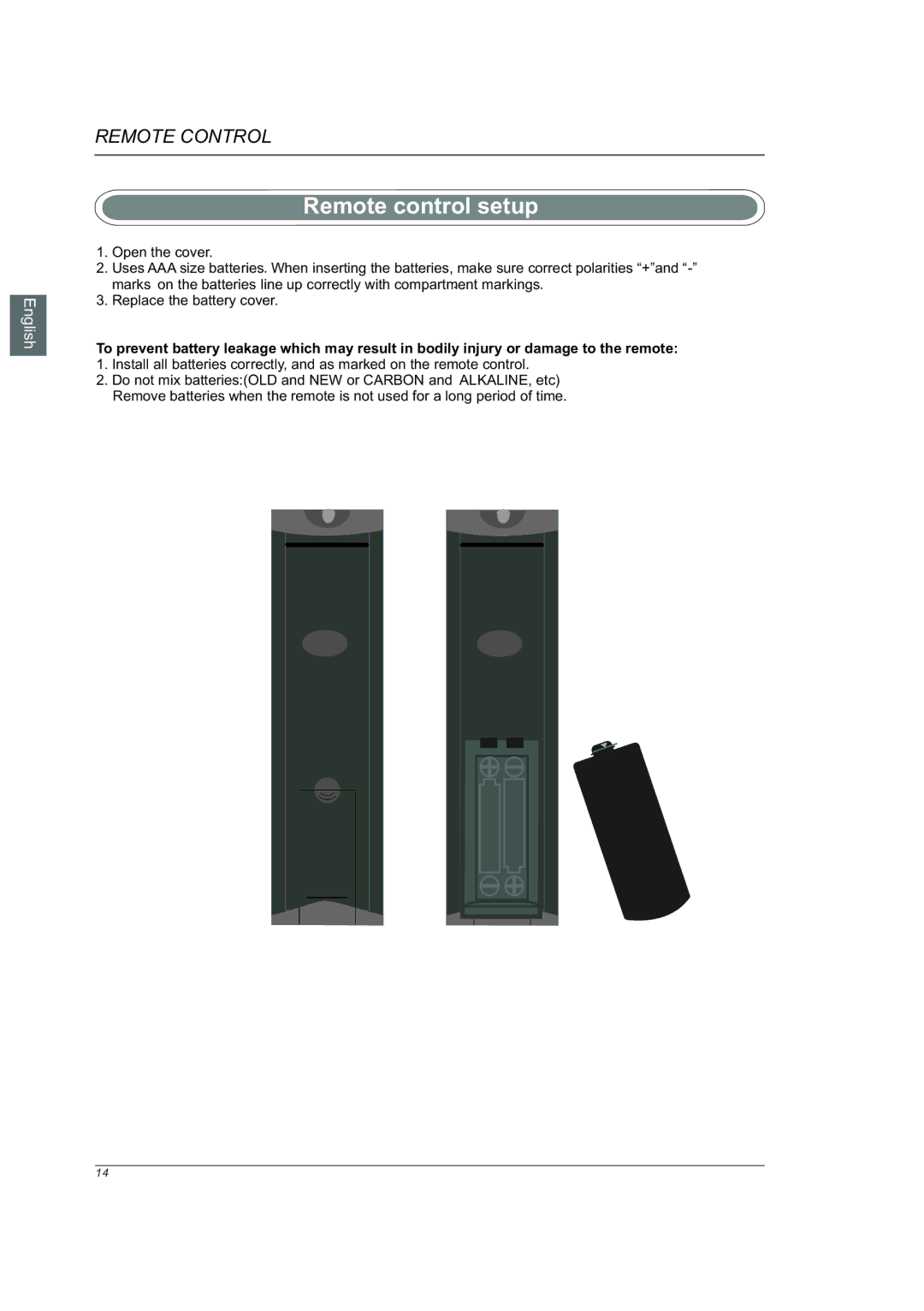 Westinghouse VR-6025Z manual Remote control setup 