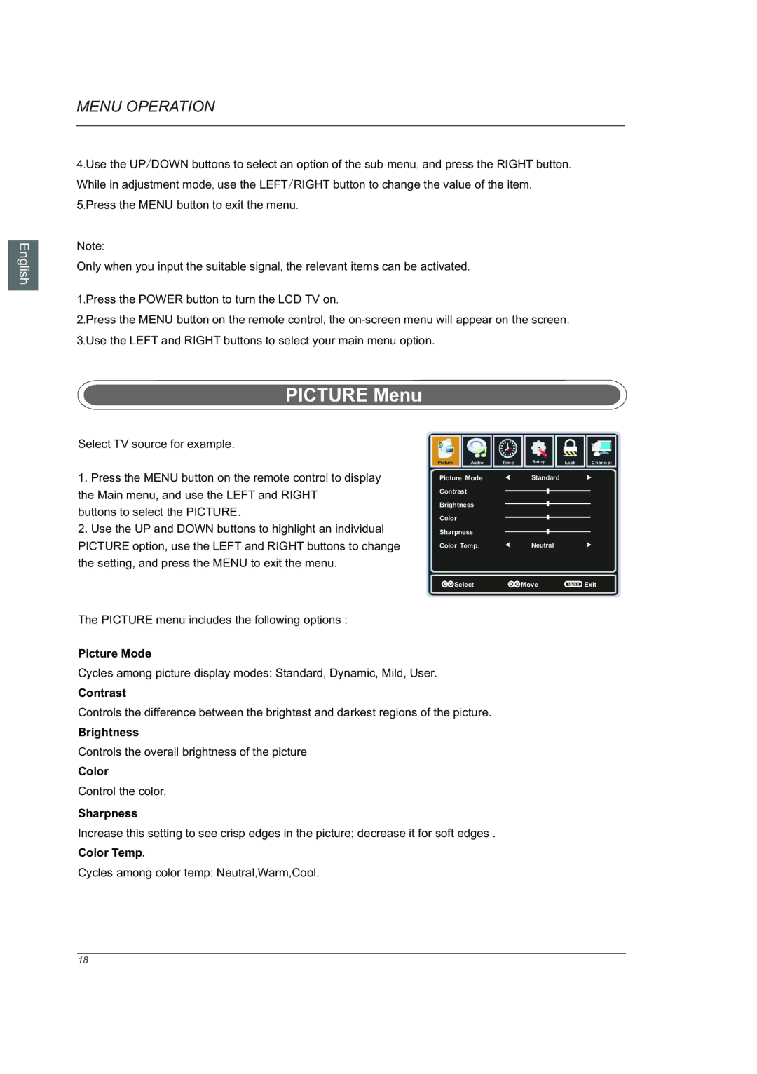 Westinghouse VR-6025Z manual Picture Menu 