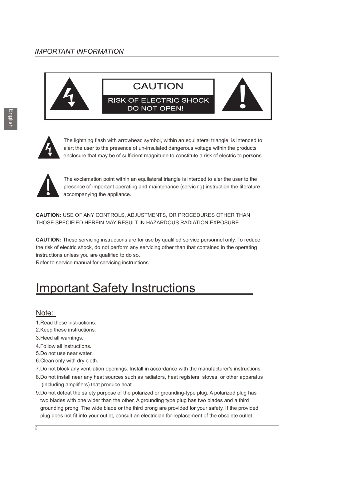 Westinghouse VR-6025Z manual Important Information, Including amplifiers that produce heat 