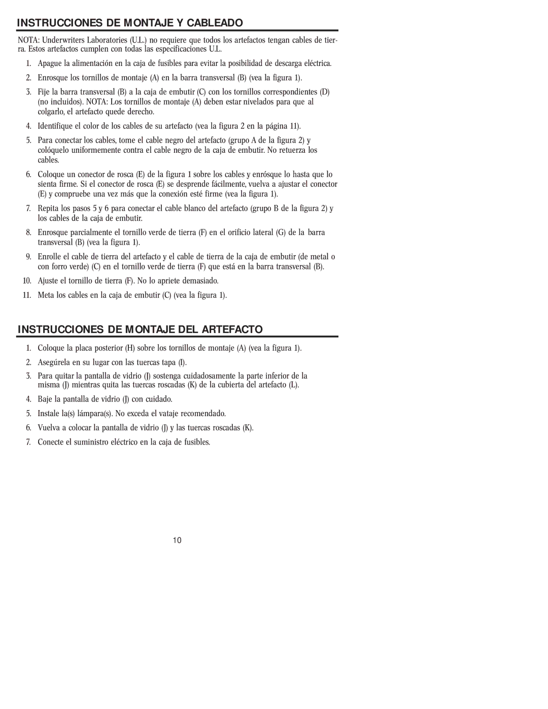 Westinghouse W-007 owner manual Instrucciones DE Montaje Y Cableado, Instrucciones DE Montaje DEL Artefacto 