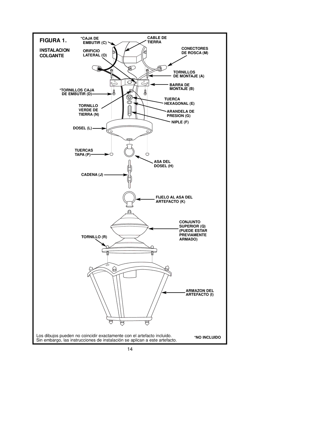 Westinghouse W-076, 42204 owner manual Instalacion, Colgante 