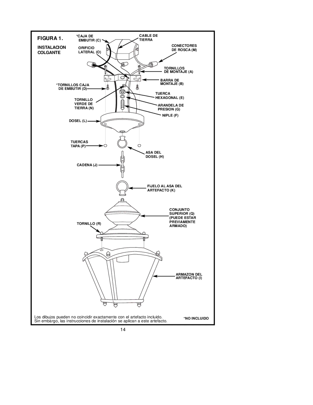 Westinghouse W-076, 42204 owner manual Instalacion, Colgante 