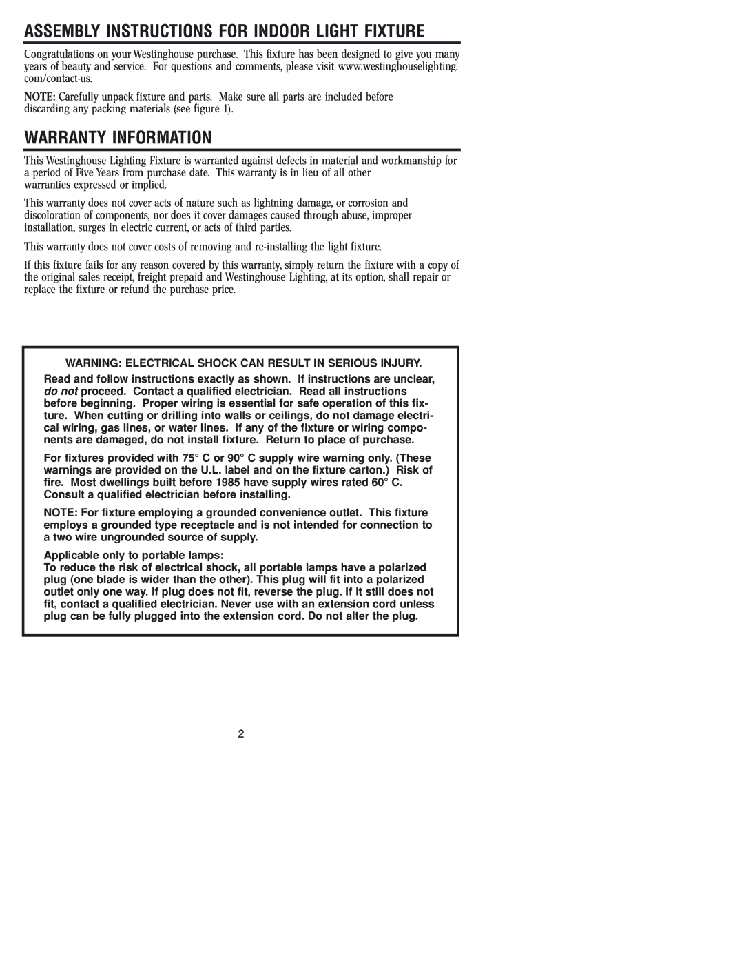 Westinghouse W-107 owner manual Warranty Information, Warranties expressed or implied 