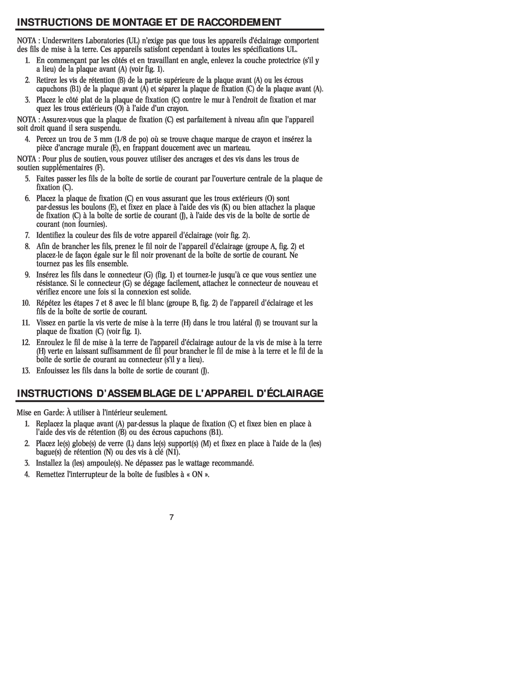 Westinghouse 72404, W-118 Instructions D’Assemblage De Lappareil Déclairage, Instructions De Montage Et De Raccordement 
