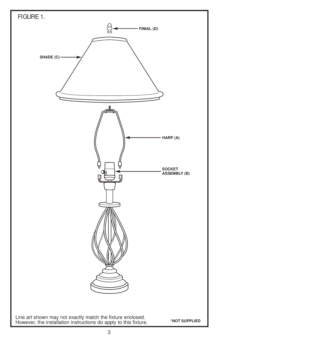 Westinghouse W-128 owner manual Finial D Shade C Harp a Socket Assembly B 