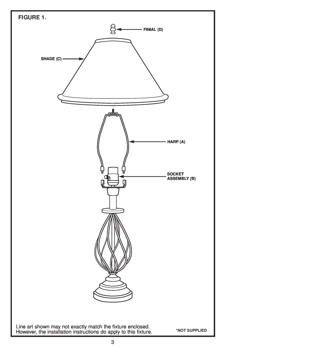 Westinghouse W-128 owner manual Finial D Shade C Harp A Socket Assembly B, Not Supplied 