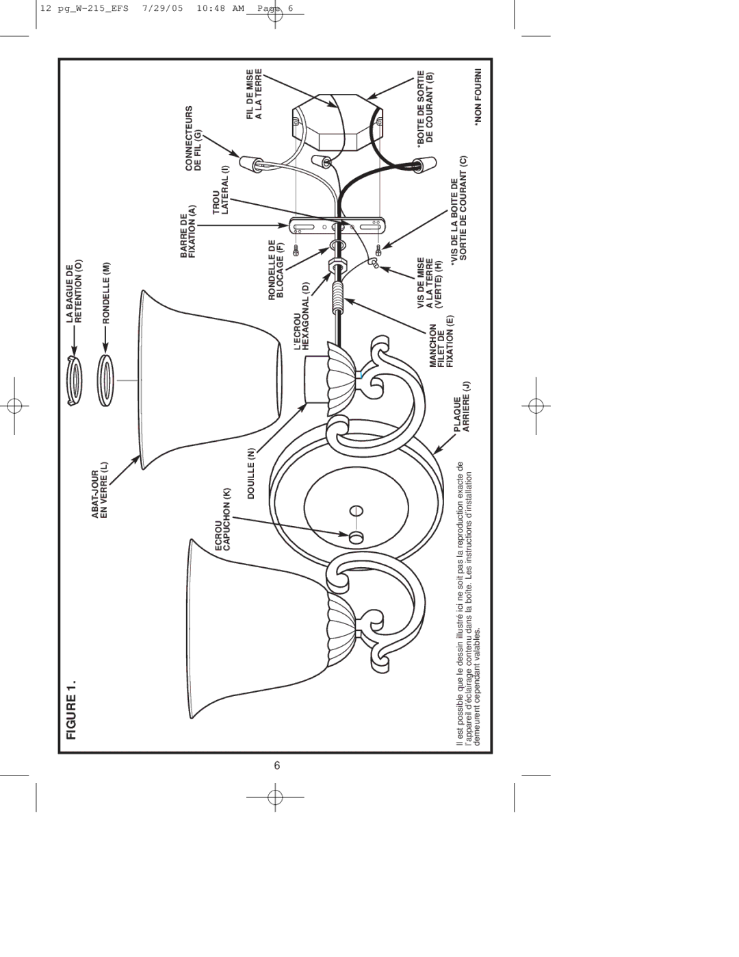 Westinghouse W-215 owner manual ABAT-JOUR EN Verre L Ecrou Capuchon K Douille N 