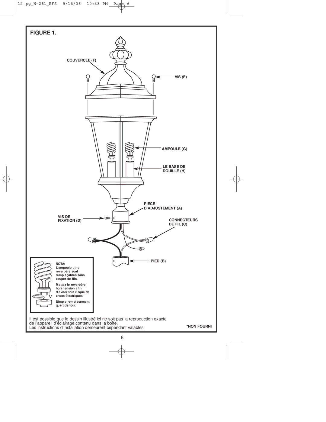 Westinghouse W-261 owner manual Les instructions d’installation demeurent cependant valables 