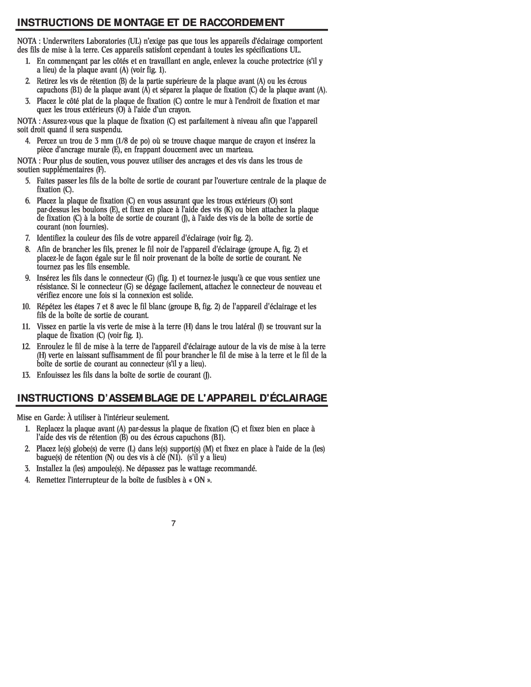 Westinghouse 91011, W-350 Instructions De Montage Et De Raccordement, Instructions D’Assemblage De Lappareil Déclairage 