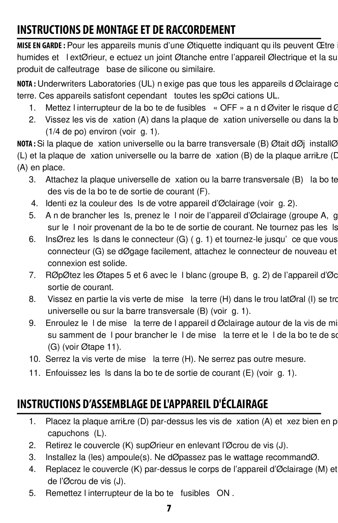 Westinghouse w-355 071910 owner manual Instructions DE Montage ET DE Raccordement, En place 