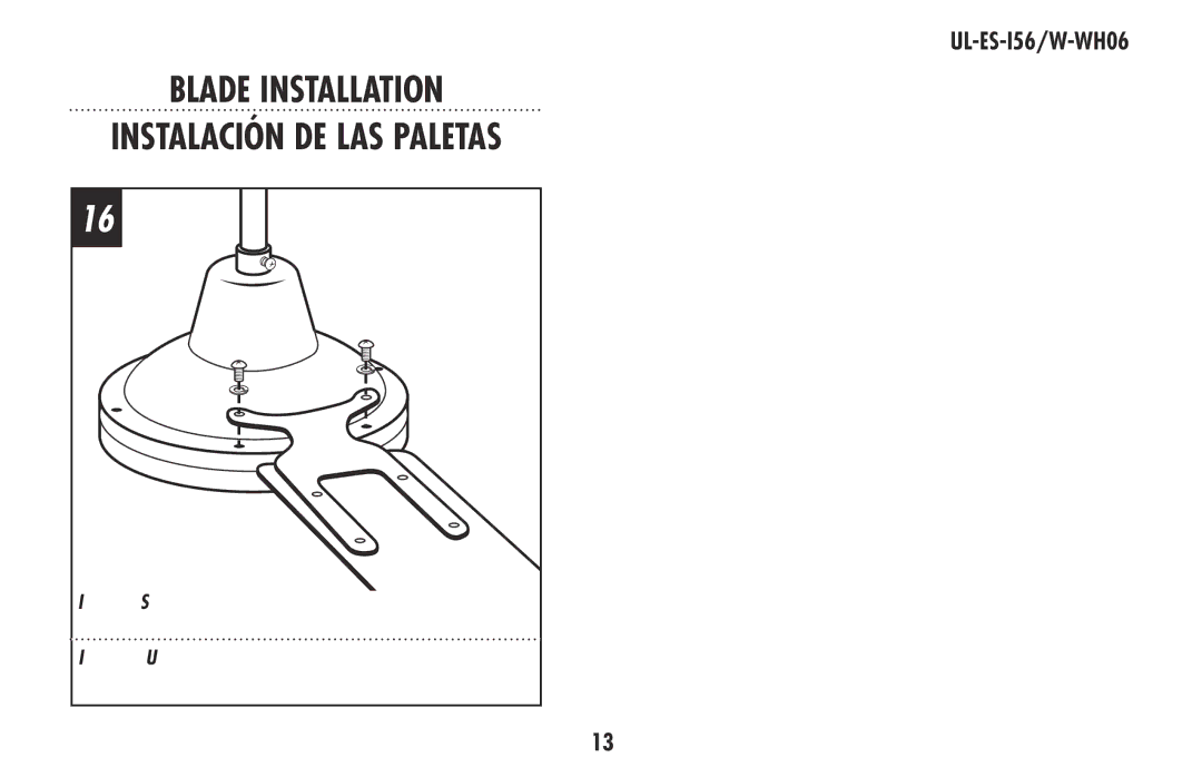 Westinghouse W-WH06 owner manual Blade Installation Instalación de las paletas 