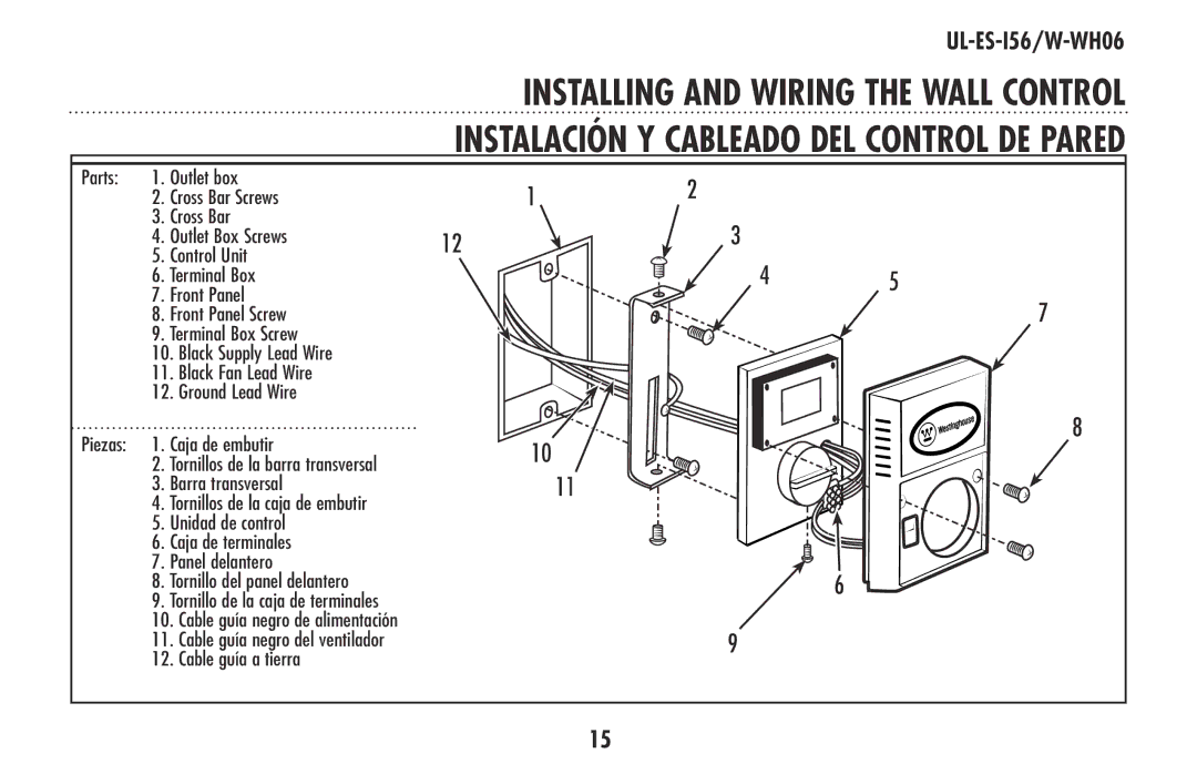 Westinghouse W-WH06 owner manual Caja de embutir 