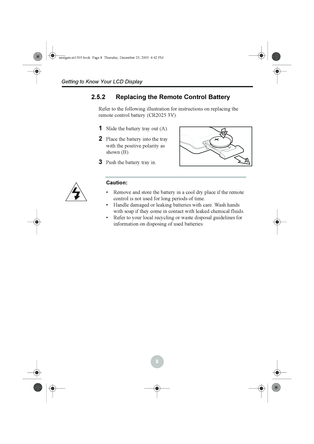 Westinghouse W31501 manual Replacing the Remote Control Battery 