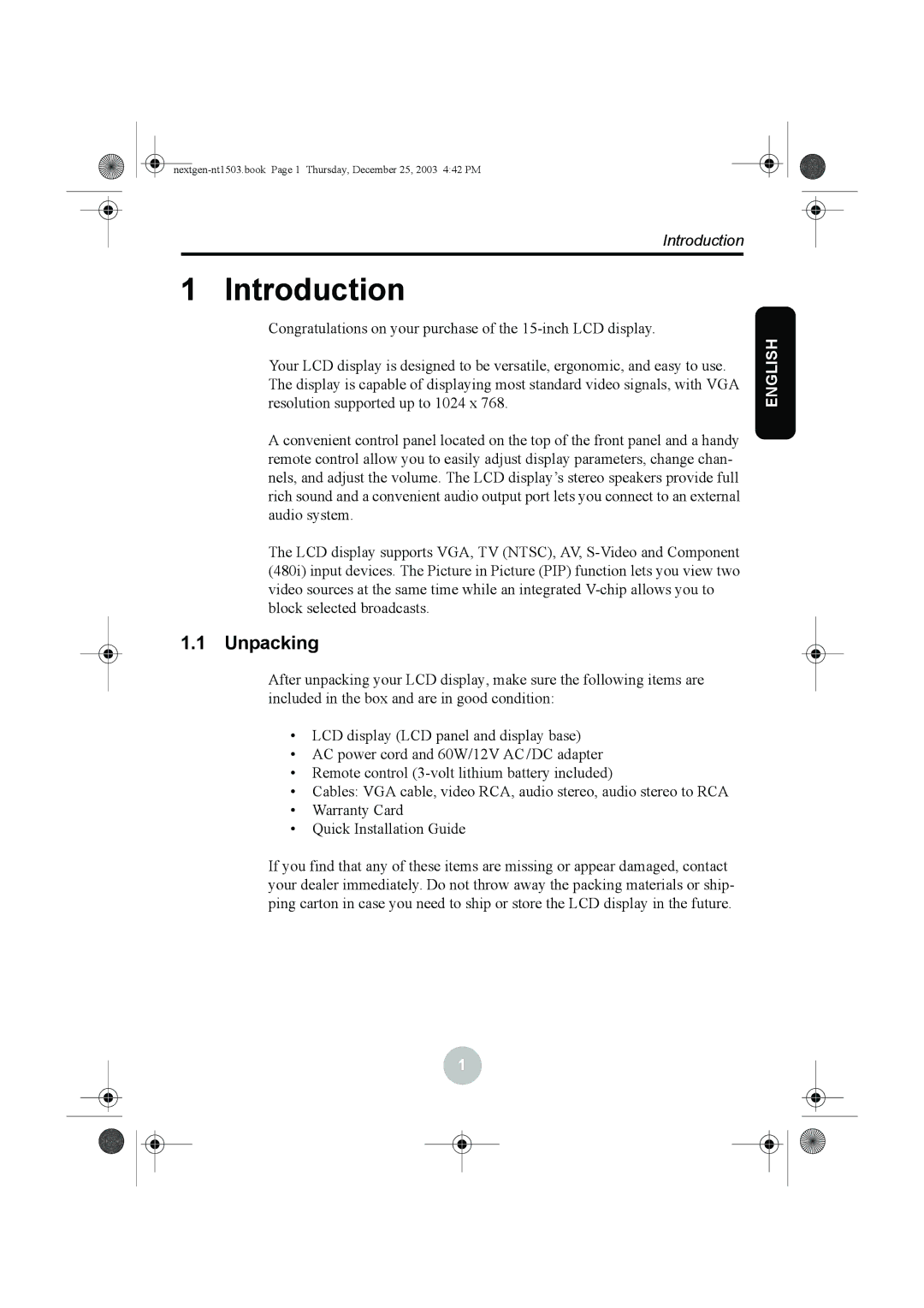 Westinghouse W31501 manual Introduction, Unpacking 