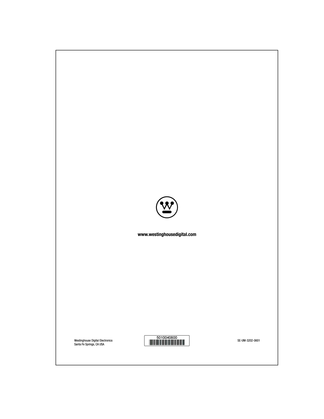 Westinghouse W3213 HD manual 5010040800 