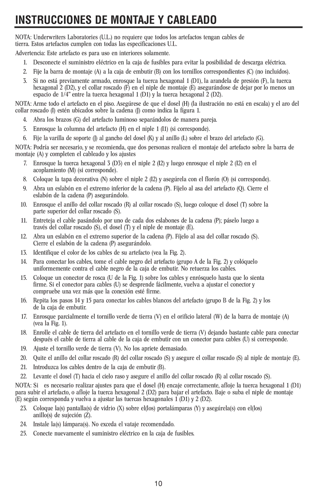 Westinghouse W348 owner manual Instrucciones DE Montaje Y Cableado 