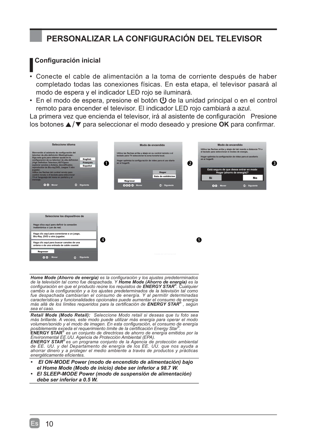 Westinghouse WD60MB2240 user manual Personalizar LA Configuración DEL Televisor 