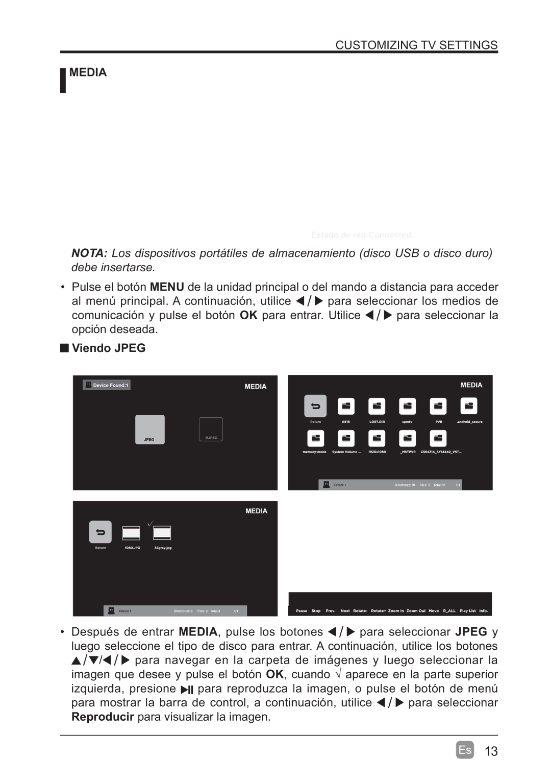 Westinghouse WD60MB2240 user manual Viendo Jpeg, Reproducir 