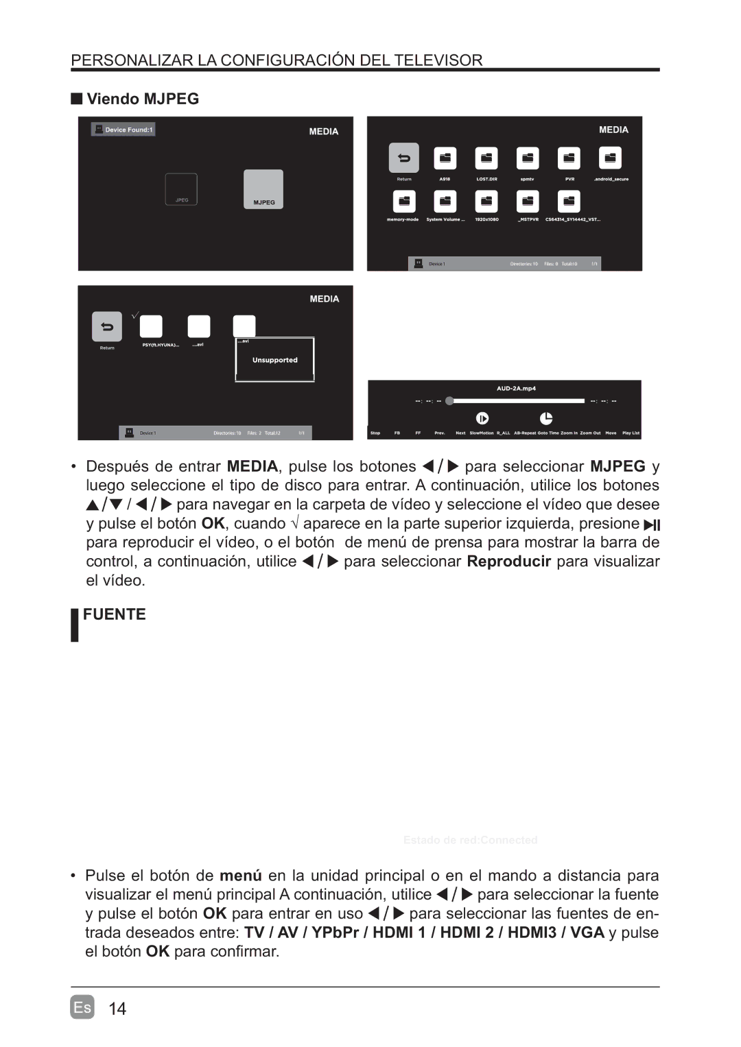 Westinghouse WD60MB2240 user manual Viendo Mjpeg, Fuente 