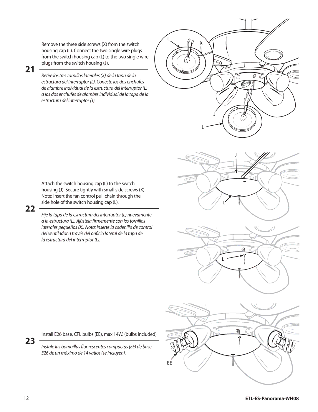 Westinghouse WH08 installation instructions La estructura del interruptor L 