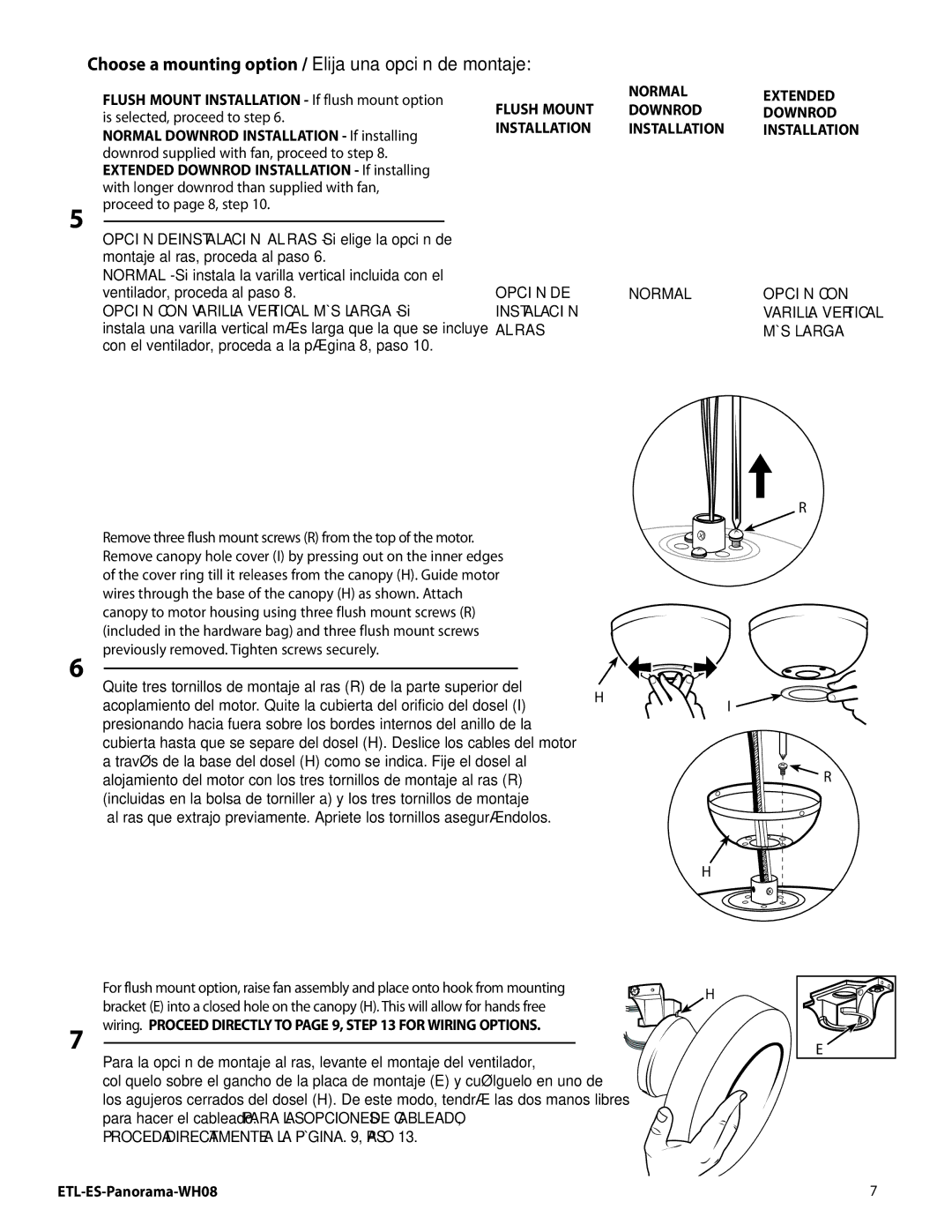 Westinghouse WH08 installation instructions Normal Opción CON, MÁS Larga, Proceda Directamente a LA Página , Paso 