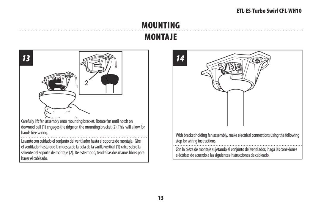 Westinghouse WH10 owner manual Mounting Montaje 