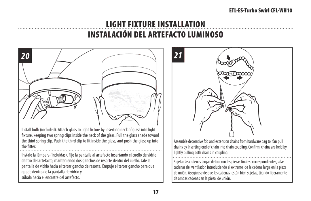 Westinghouse WH10 owner manual Súbala hacia el encastre del artefacto 