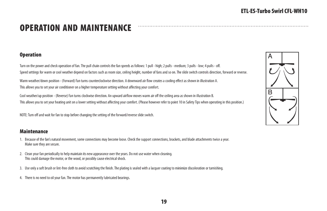 Westinghouse WH10 owner manual Operation and Maintenance 