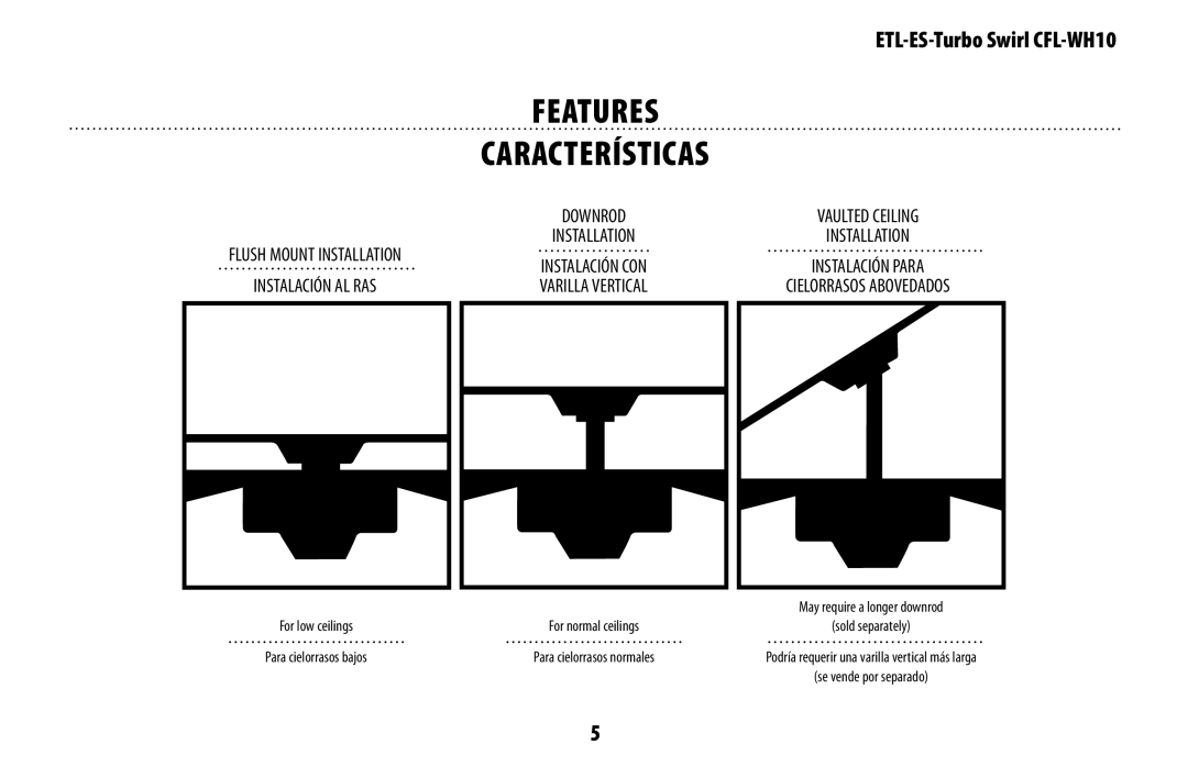 Westinghouse WH10 owner manual Características 