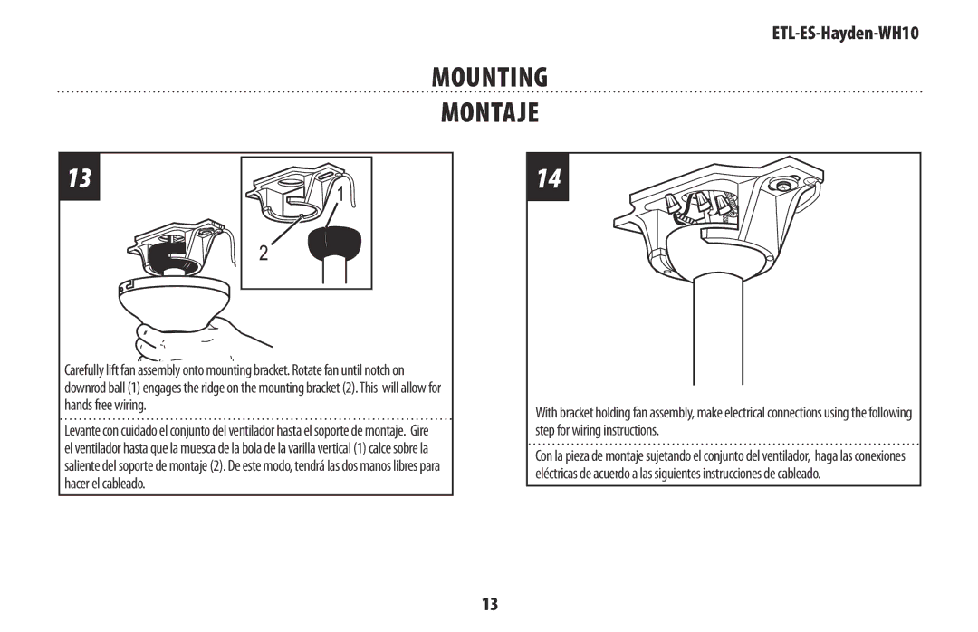 Westinghouse WH10 owner manual Mounting Montaje 