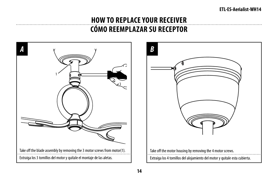 Westinghouse WH14 owner manual HOW to Replace Your Receiver Cómo Reemplazar SU Receptor 