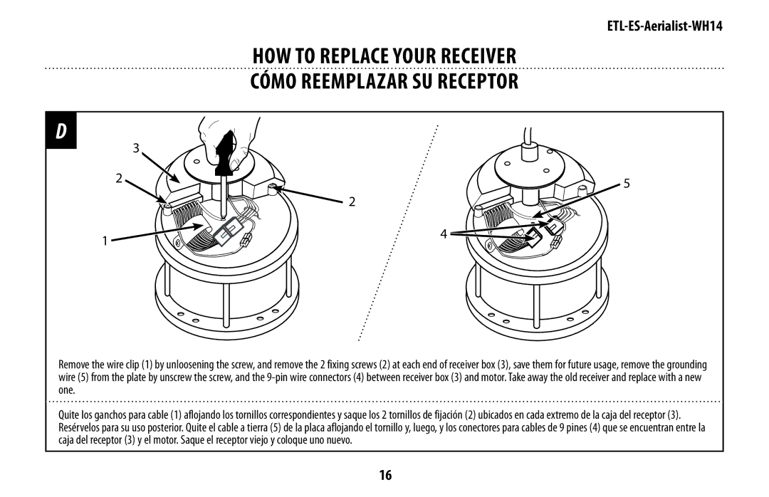 Westinghouse WH14 owner manual HOW to Replace Your Receiver Cómo Reemplazar SU Receptor 