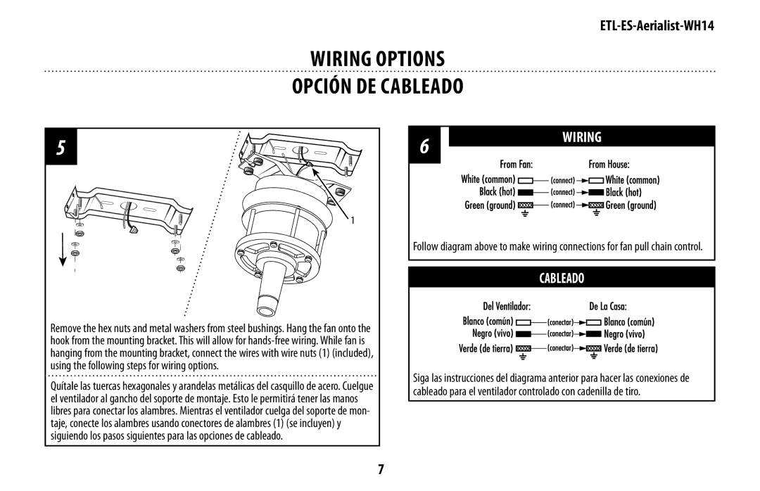 Westinghouse WH14 owner manual Wiring Options, Opción DE Cableado 