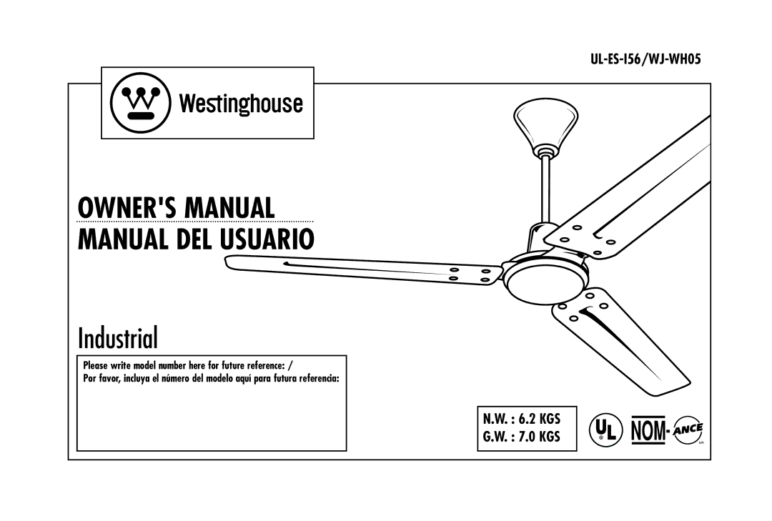 Westinghouse WJ-WH05 owner manual Industrial 