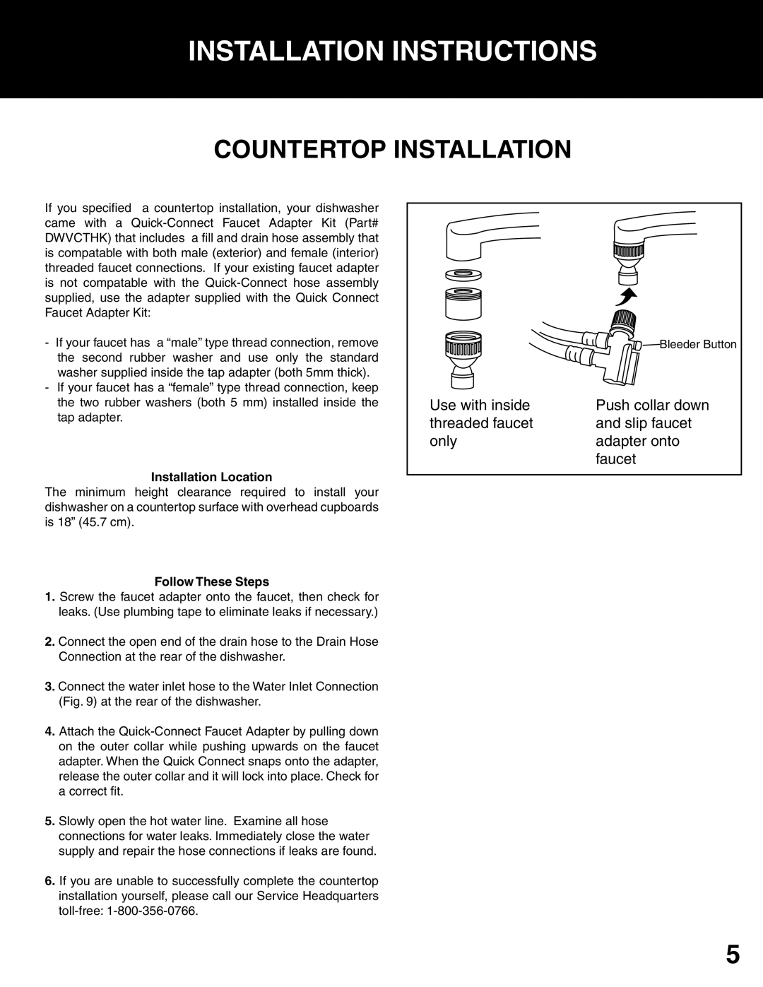 Westland Sales DWV303B manual Countertop Installation, Follow These Steps 