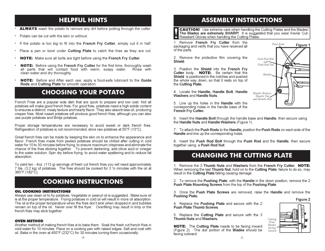 Weston 36-3501-W manual Helpful Hints, Assembly Instructions, Choosing Your Potato, Cooking Instructions 