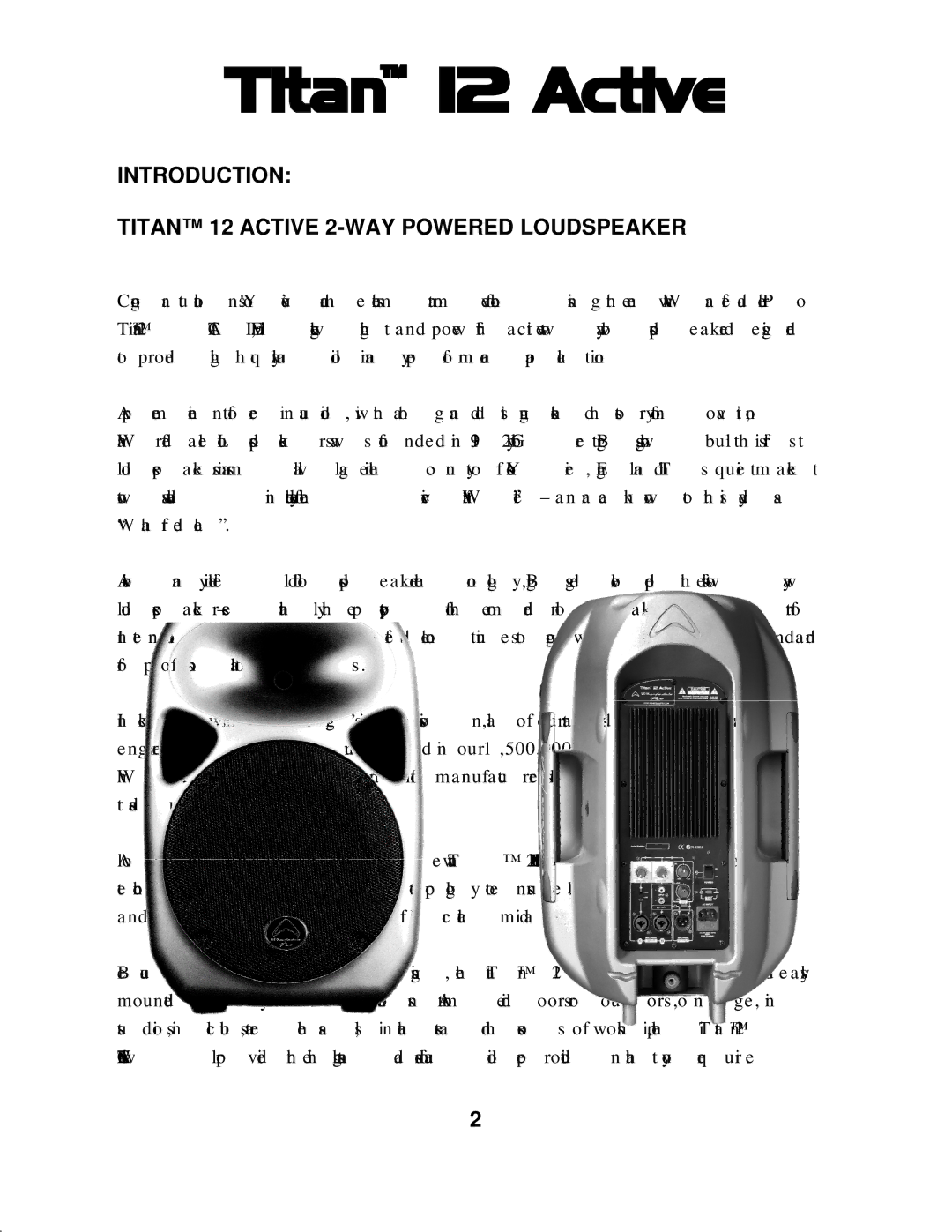 Wharfedale 12 ACTIVE manual Introduction Titan 12 Active 2-WAY Powered Loudspeaker 