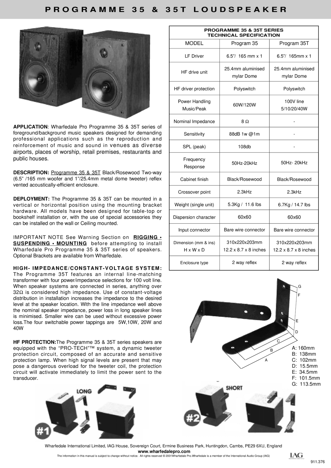 Wharfedale 35T user manual Model 