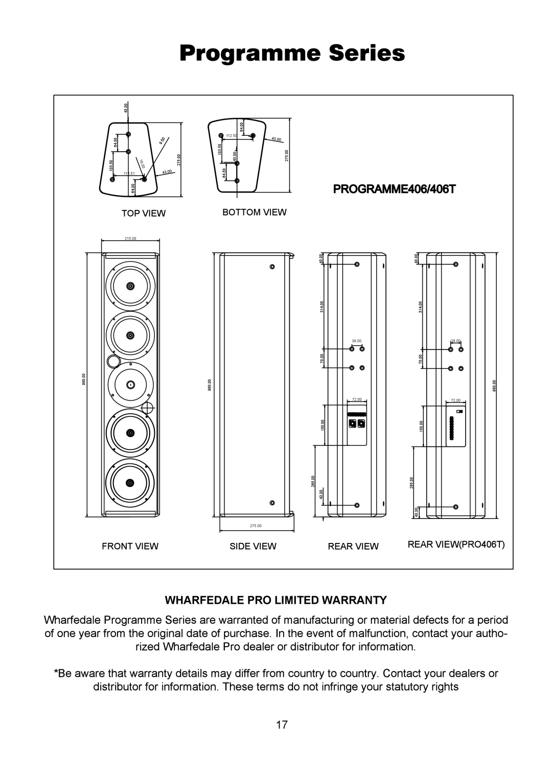 Wharfedale 108T, 406T, 205T, 105T, 206T manual 