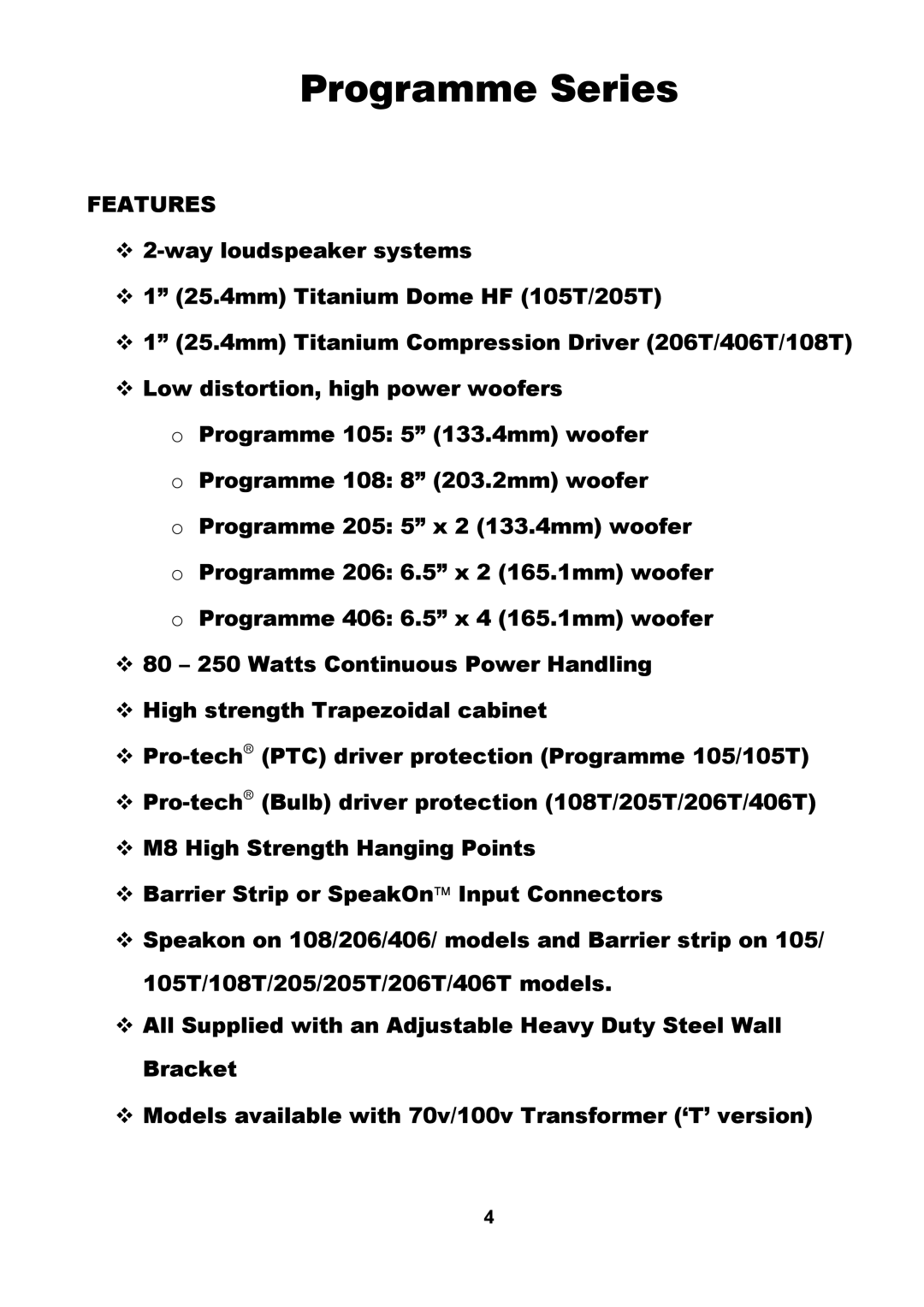 Wharfedale 205T, 406T, 105T, 206T, 108T manual 