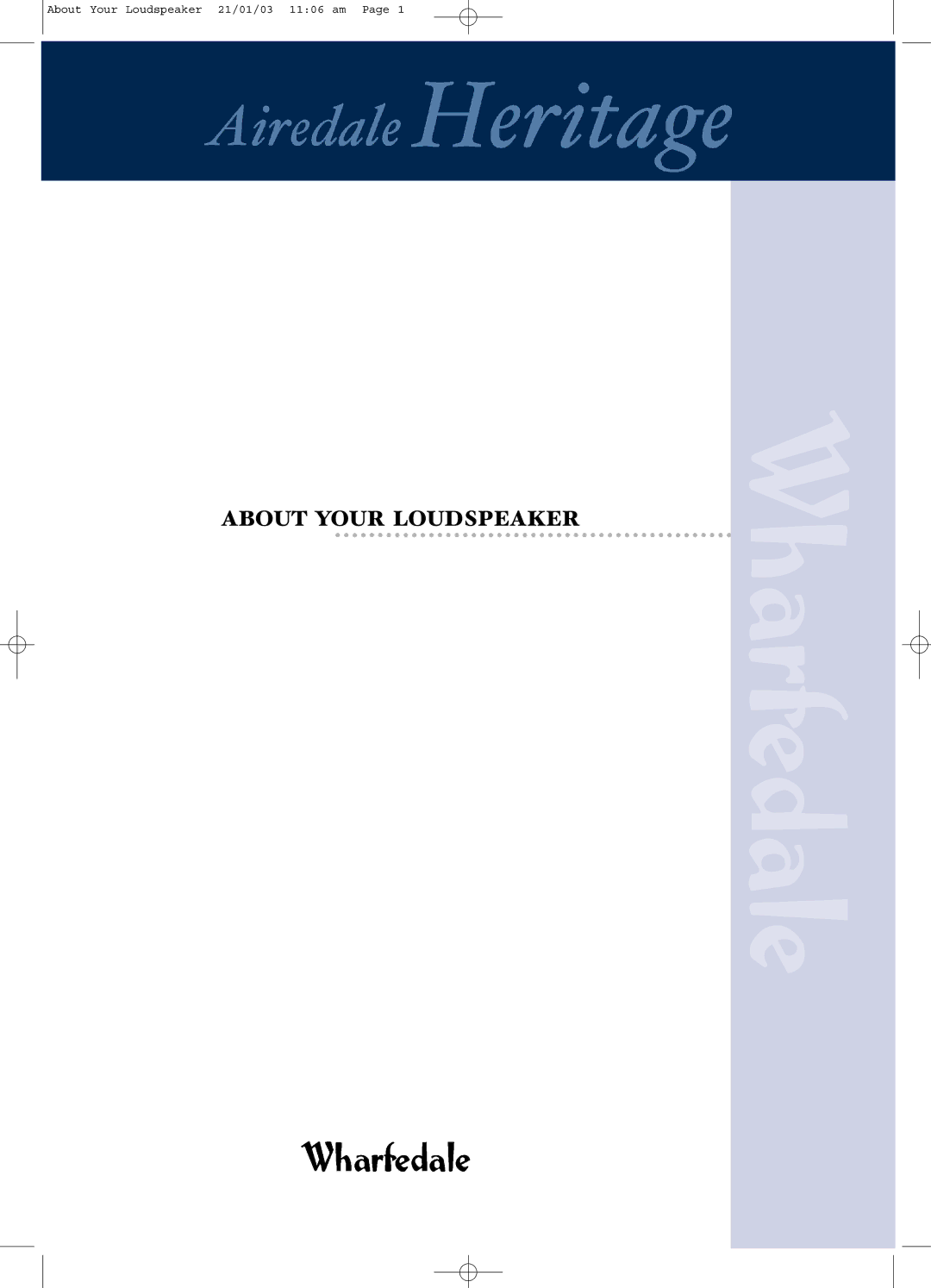 Wharfedale 539, 877 manual About Your Loudspeaker 