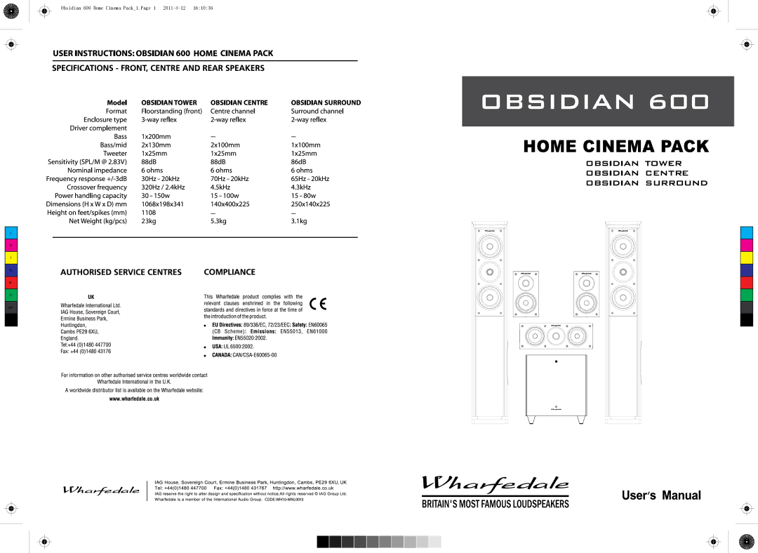 Wharfedale manual Obsidian 600 Home Cinema Pack1.Page 2011-4-12 161036 