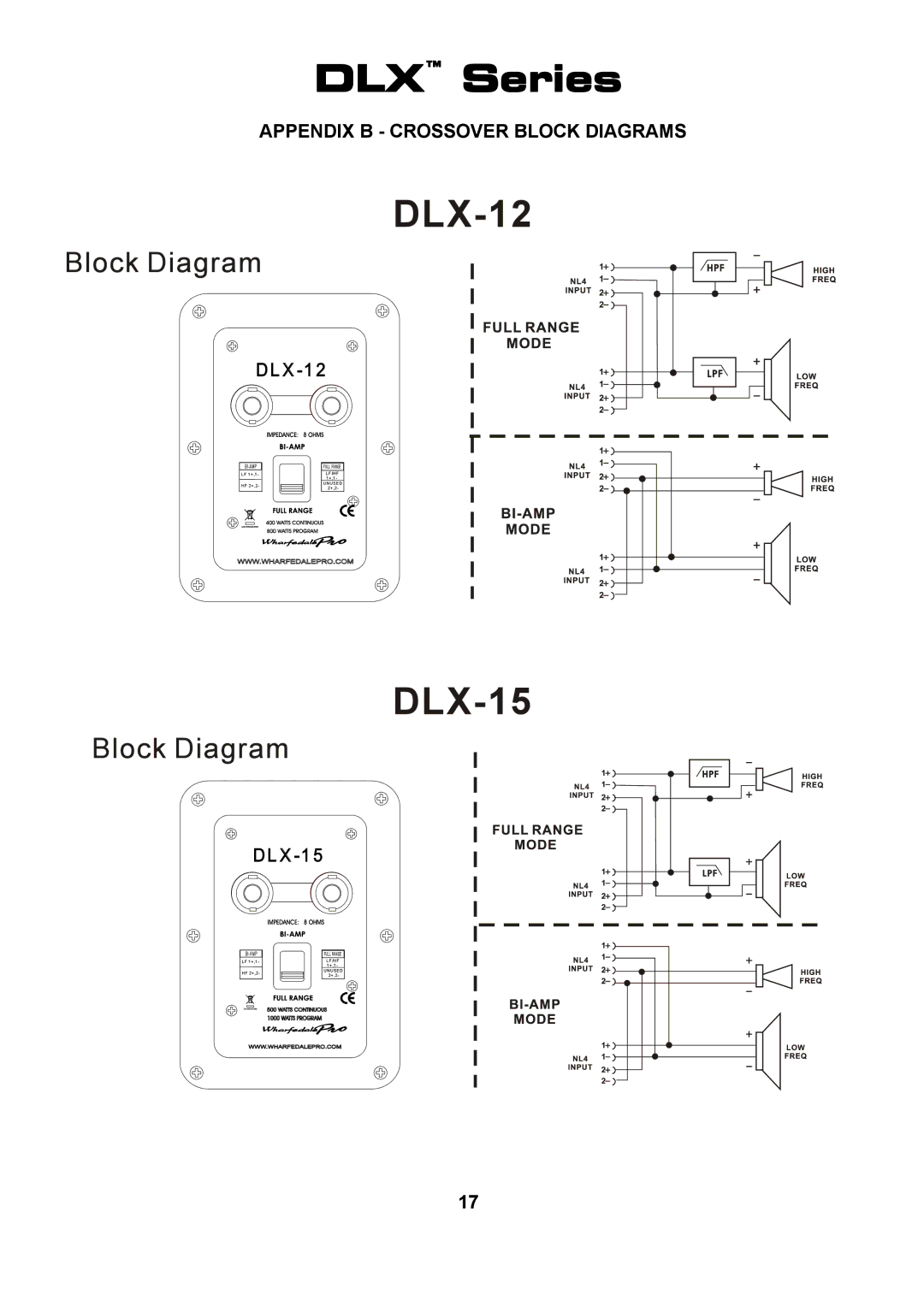 Wharfedale DLX 153, DLX 215, DLX 12M, DLX 15M, DLX 218B, DLX 18B, DLX 15B manual 