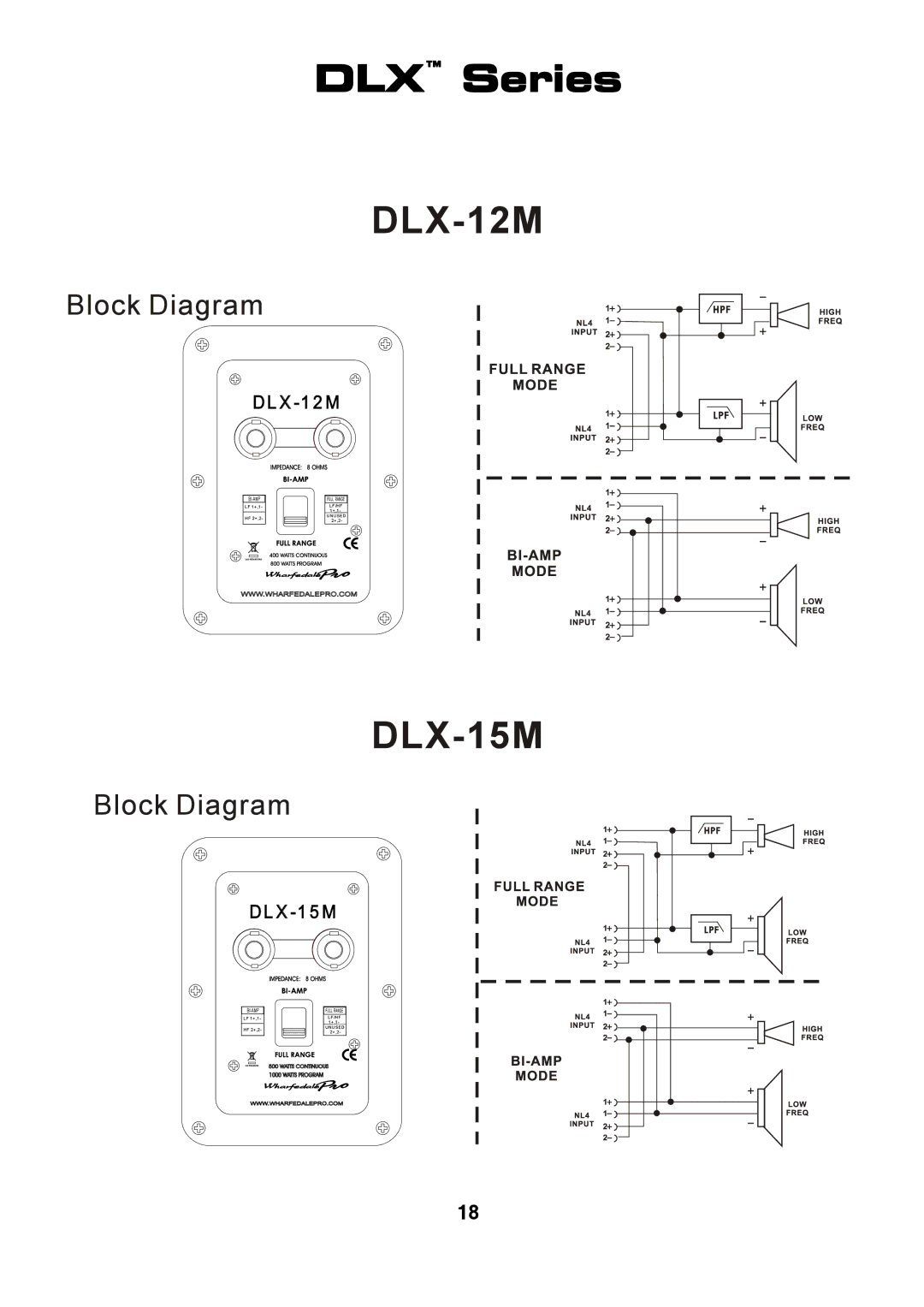 Wharfedale DLX 215, DLX 153, DLX 12M, DLX 15M, DLX 218B, DLX 18B, DLX 15B manual 