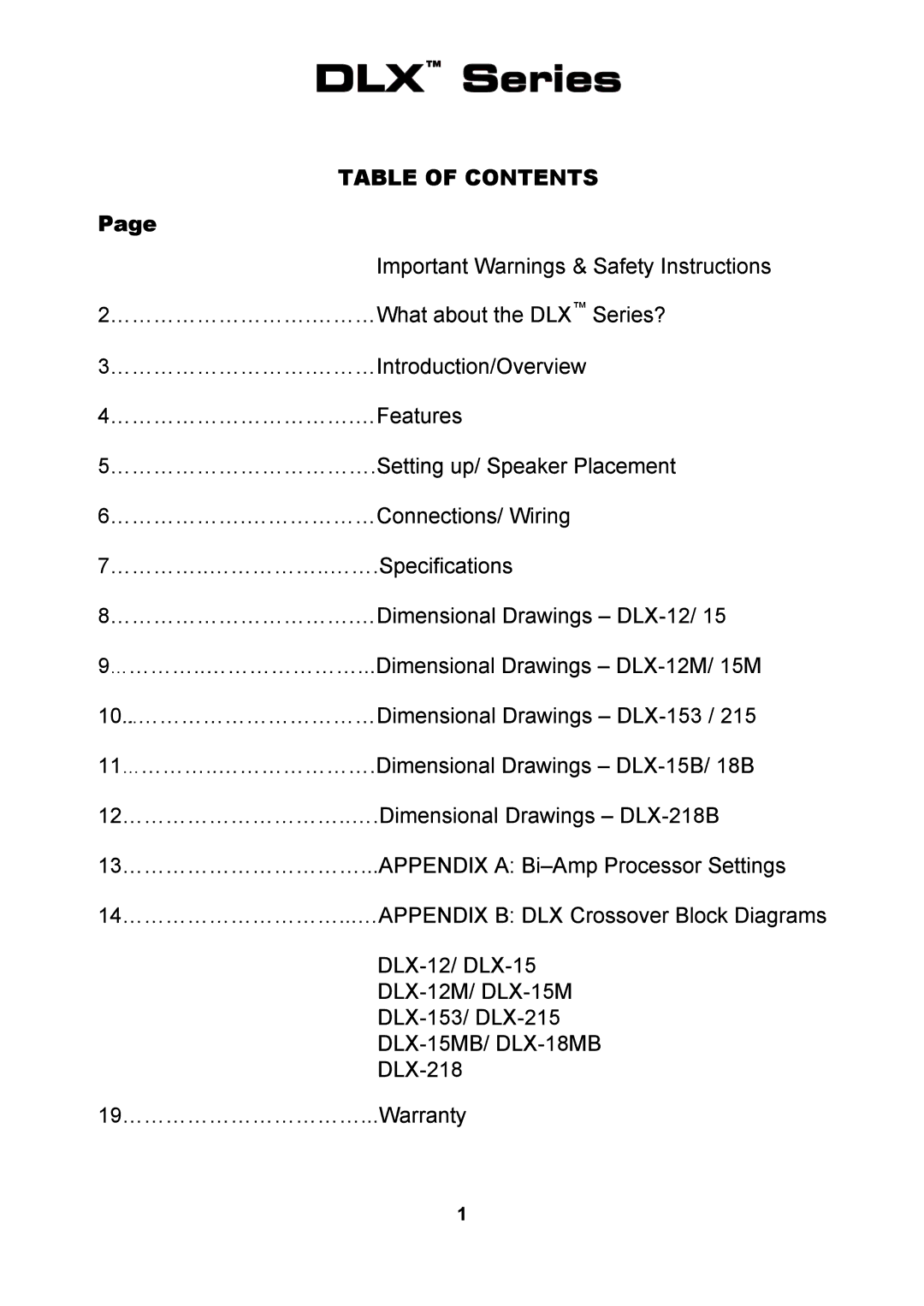 Wharfedale DLX 12M, DLX 215, DLX 153, DLX 15M, DLX 218B, DLX 18B, DLX 15B manual 