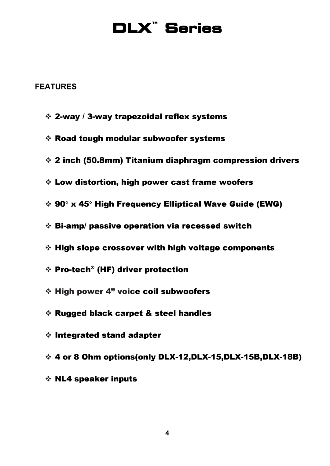 Wharfedale DLX 215, DLX 153, DLX 12M, DLX 15M, DLX 218B, DLX 18B, DLX 15B manual 