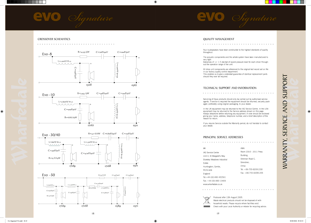 Wharfedale EVO 40, EVO 50, EVO 30, EVO 8, EVO 10 user manual Quality Management, Technical support and information 